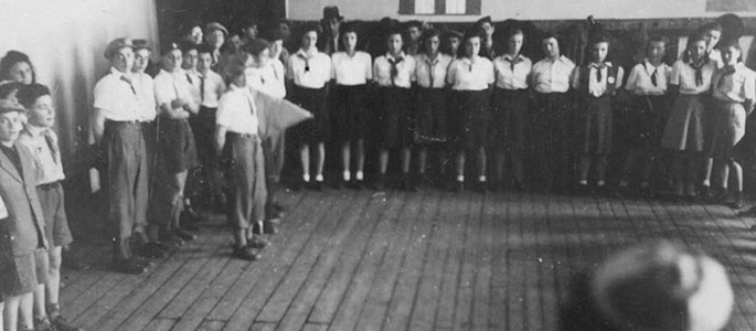 Members of Bnei Akiva at assembly. Bratislava, 1946