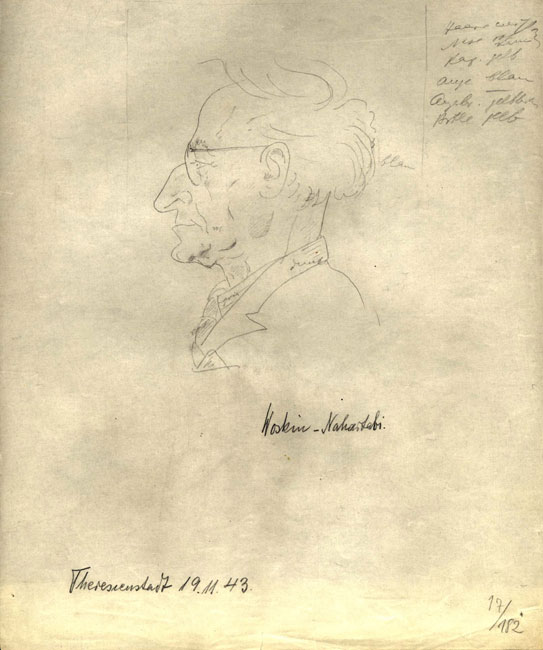 Max Placek (1902-1944). Portrait of Dr. Mojzis Woskin-Nahartabi, Theresienstadt Ghetto, 1943