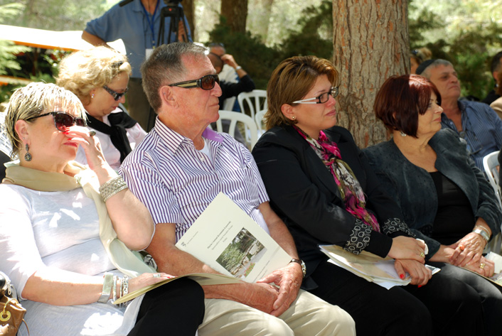 Holocaust survivor Raya-Rachel Varejes (first from right) and family, in the Garden of the Righteous Among the Nations