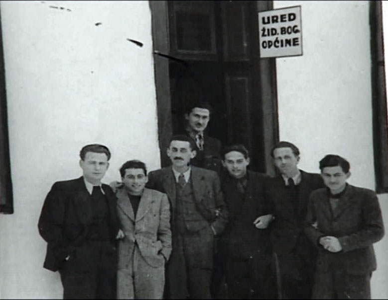Members of the "The Flying Brigade", (Leteća Ekipa), Osijek, Croatia. Top: Herman Haberfeld From right: Zavenko Schmidt, Riki Frei, Zavenko Dreissiger, brigade leader Vlado Grunbaum, Vlado Saltzberger, Ivo Sotan