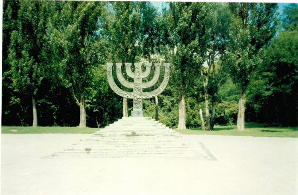 Menorah-shaped monument to the Jews massacred at Babi Yar, opened in 1991