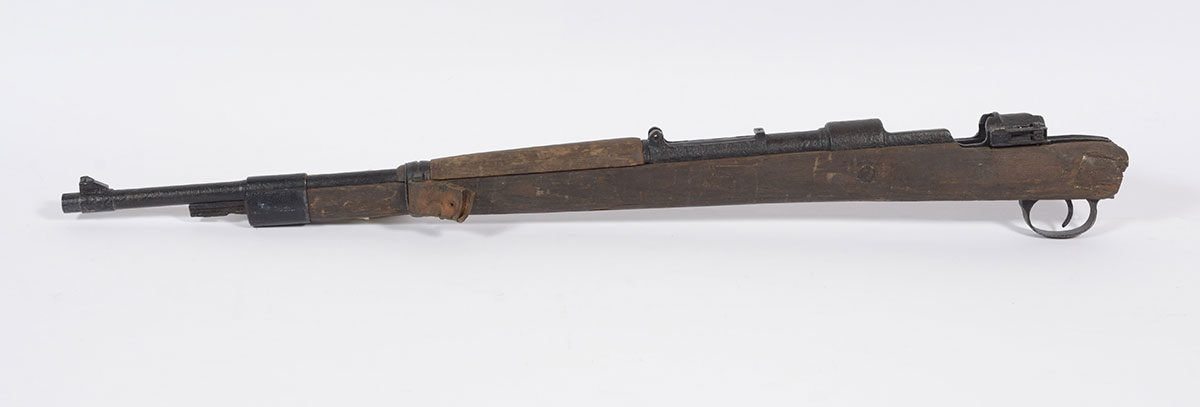 A Mauser rifle found after the war amongst the ruins of a building on Gęsia Street, in the area of the Warsaw Ghetto Uprising