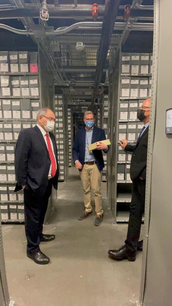 Chairman of Yad Vashem Dani Dayan and the Director of Yad Vashem's International Relations Division Dr. Haim Gertner tour the United States Holocaust Memorial Museum Archives