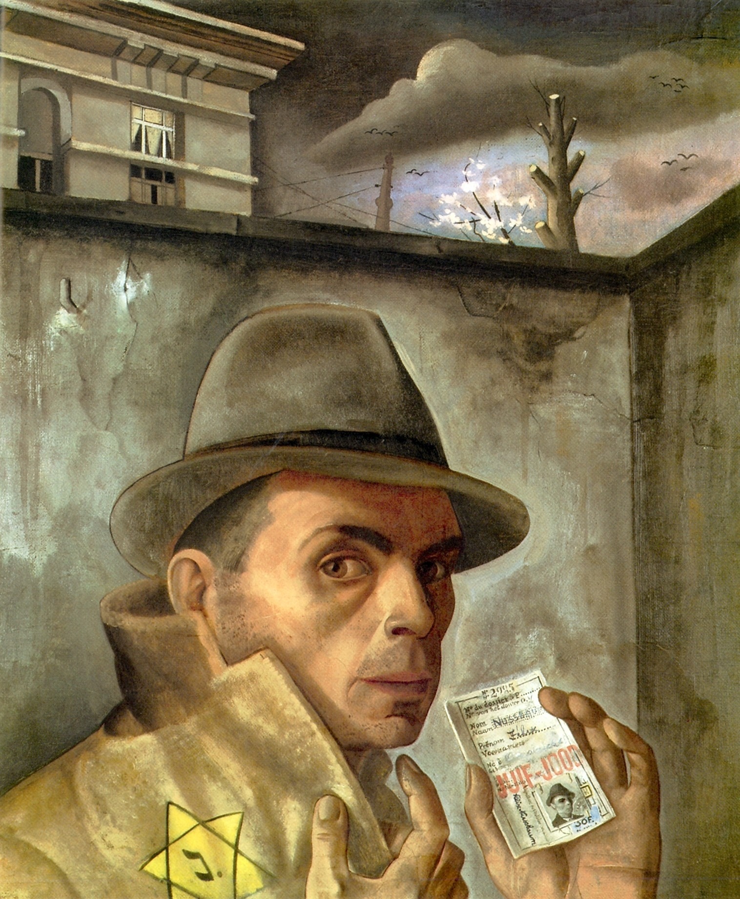 Felix Nussbaum (1904–1944), Self-Portrait with Jewish Identity Card, 1943.