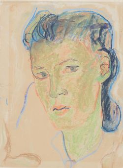 Charlotte Salomon's Self Portrait (Crayon on Paper) Collection of the Yad Vashem Art Museum