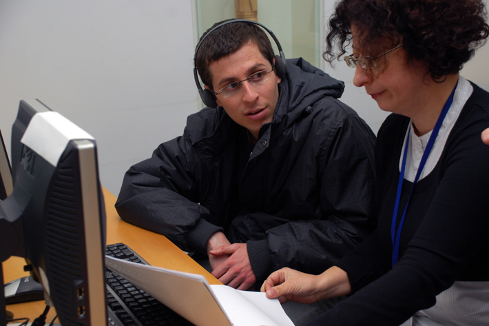 Gilad Shalit receiving archival materials regarding his family