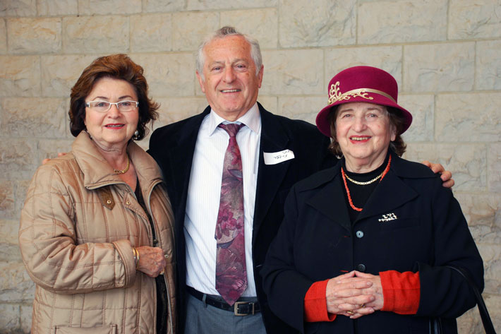 From left: Ms.Olga Zipora Zeigler Sholovitz, Mr. Zvi Zeigler and Ms. Judith Zeigler Feintuch from the Kindertransport who were together at Clonyn Castle in Ireland