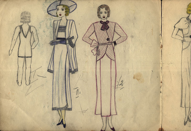 Hilda Zigmann-Mazins Modeskizzenbuch aus dem Wien der Vorkriegszeit