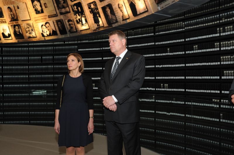 The President and his wife toured the Hall of Names, which contains the names of some 4.6 million individual Holocaust victims.