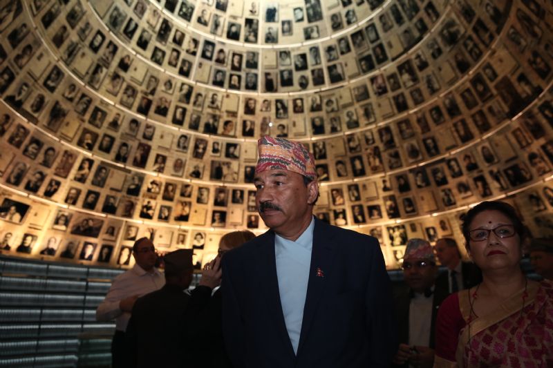 In Yad Vashem's Hall of Names - a repository containing some 4.6 million names of individual Holocaust victims