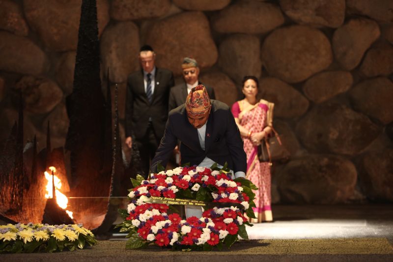 The Minister laid a wreath in the Hall of Remembrance in memory of the six million Jewish men, women and children murdered during the Holocaust