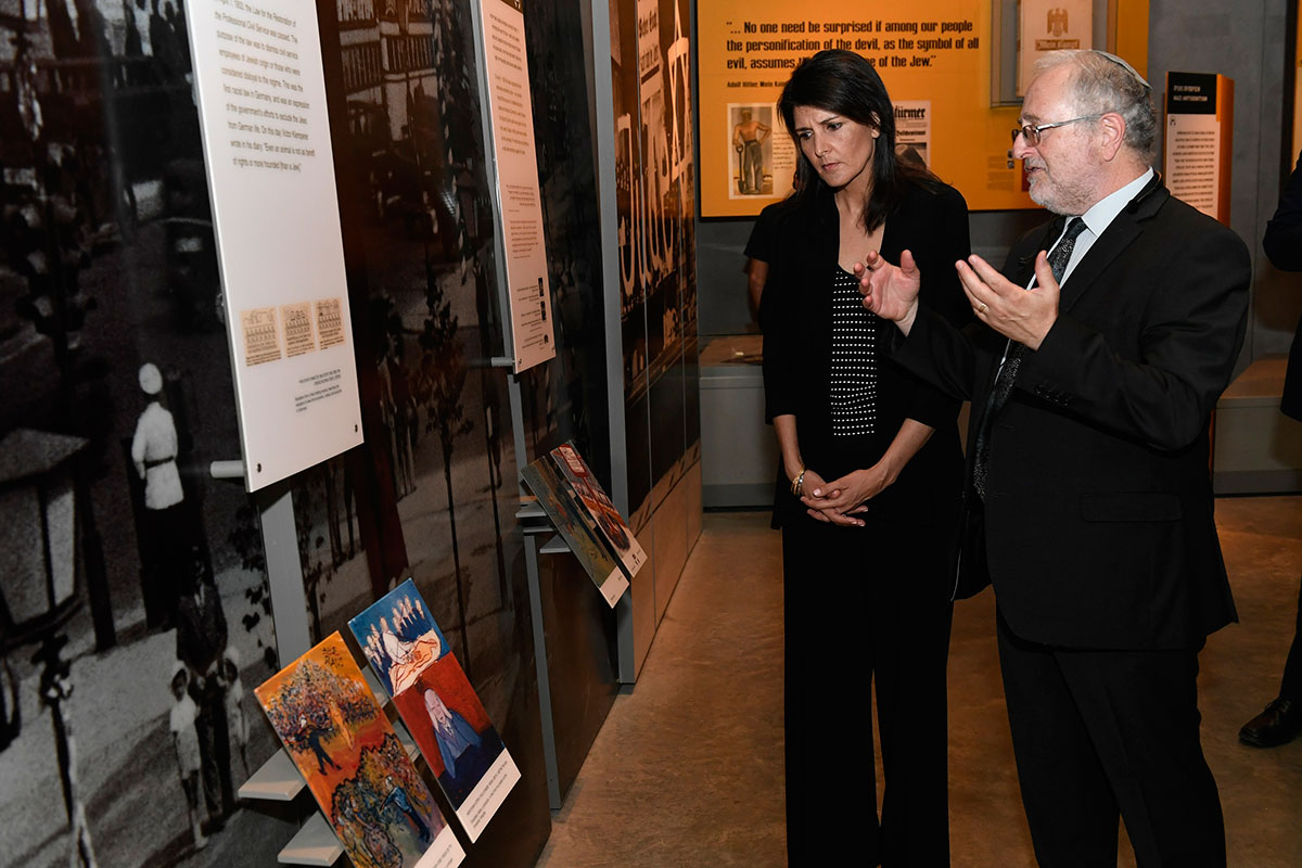 U.S. Permanent Representative of the United States to the United Nations Nikki Haley tours Yad Vashem Holocaust History Museum