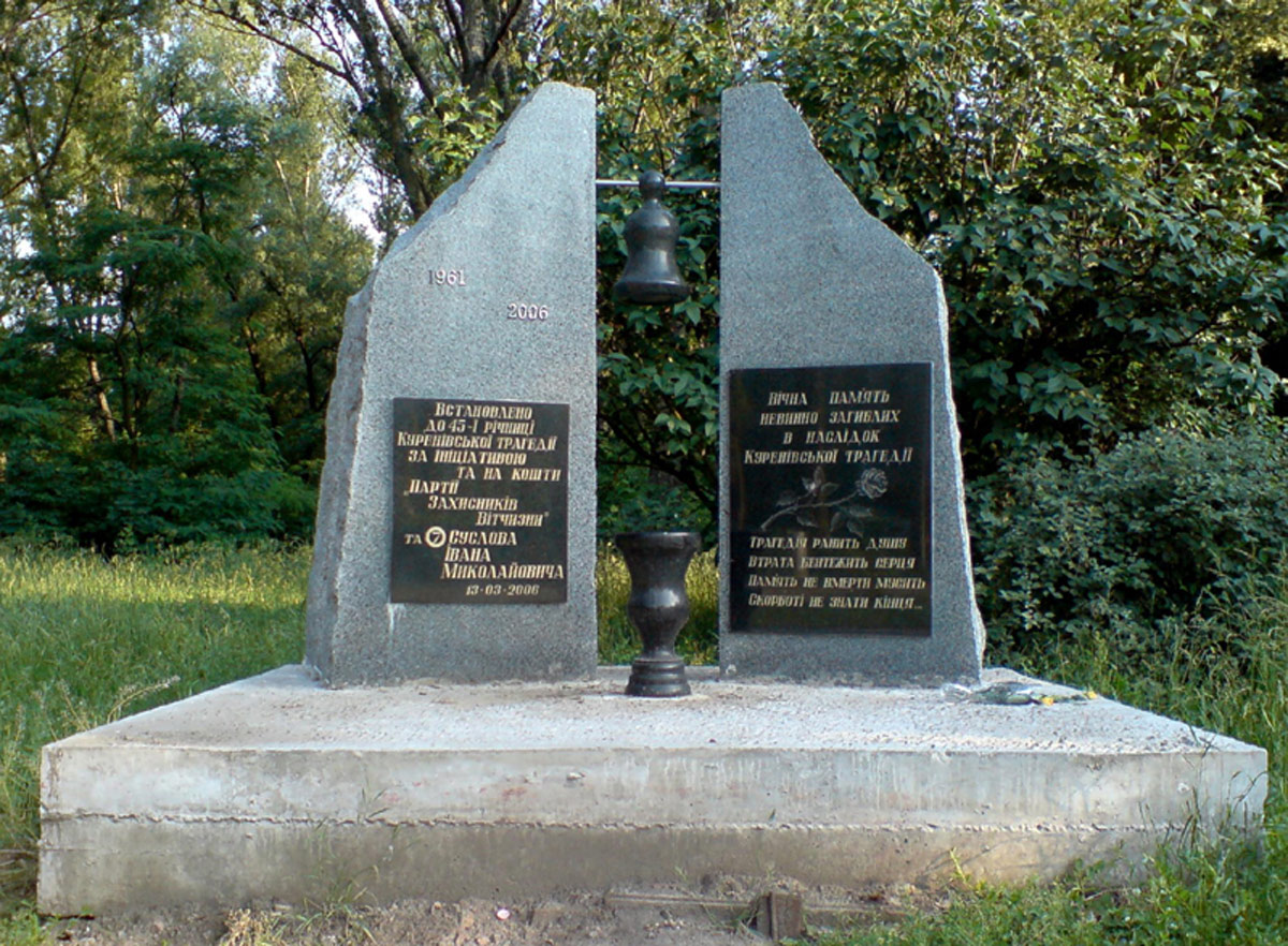 Monument to victims of Kurenivka mudslide in Kiev, opened in 2006. Photo by Dgri.
