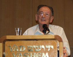 Professor Yehuda Bauer speaking at the international conference, The Holocaust, The Survivors, and the State of Israel, 8-11 December 2008