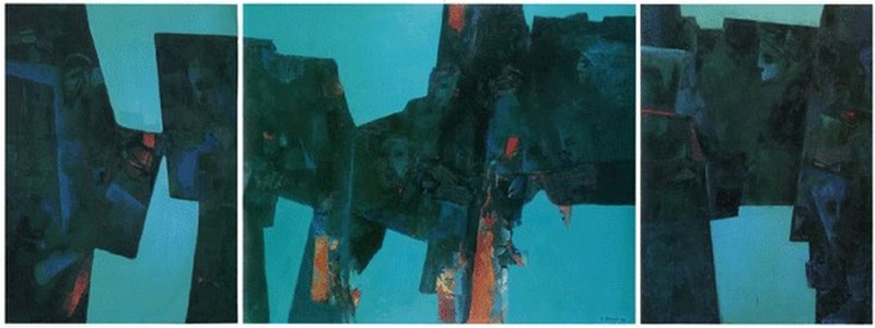 Alexander Bogen (1916-2010), Apocalypse, 1994-2000. Oil on canvas triptych.