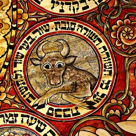 Detail from the ceiling of the Chodorow synagogue