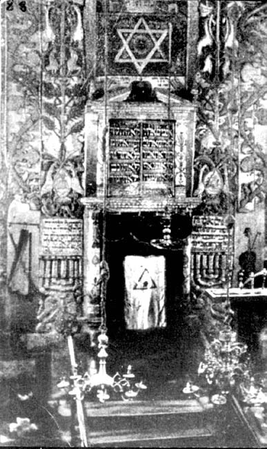 Interior view of the Chodorow synagogue, prewar