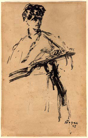 'פרטיזן', 1943, דיות על נייר. אלכסנדר בוגן (פרטיזן ביערות ליטא)