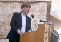 Limor Livnat, Minister of Education, speaking during the closing ceremony in the Valley of the Communities