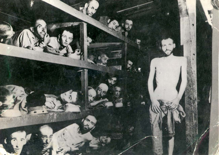 5DO9 Buchenwald, Germany, Inmates resting on the barrack bunks after the liberation, 16/04/1945.