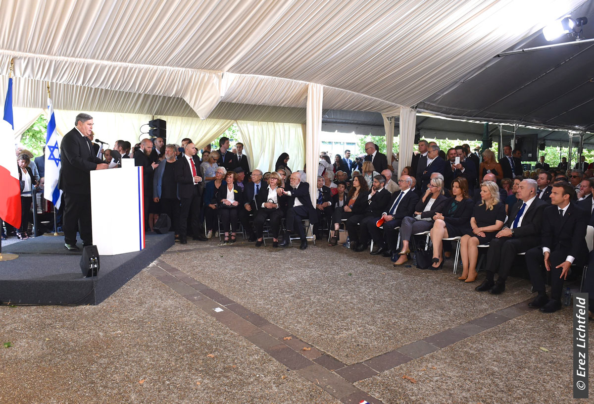 Pierre-François Veil, Président du Comité Français pour Yad Vashem, lors de son allocution pour le 75e anniversaire de la Rafle du Vel d'Hiv, le 16 juillet 2017. 