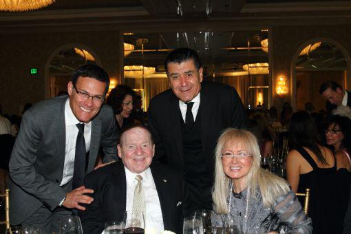 At the American Society for Yad Vashem’s ‘Saluting Hollywood’ Gala Honorary Chairs of the event Dr. Miriam and Sheldon Adelson (seated), and event Co-Chairs Haim (top right) and Cheryl Saban received a Leadership Award