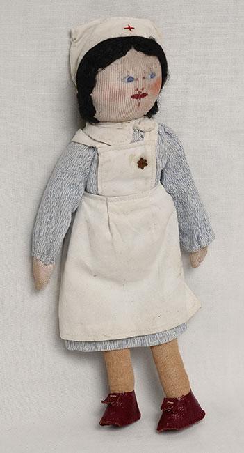 Doll dressed as a nurse, apparently representing Alice Randt, who was deported from Hannover to Theresienstadt and survived