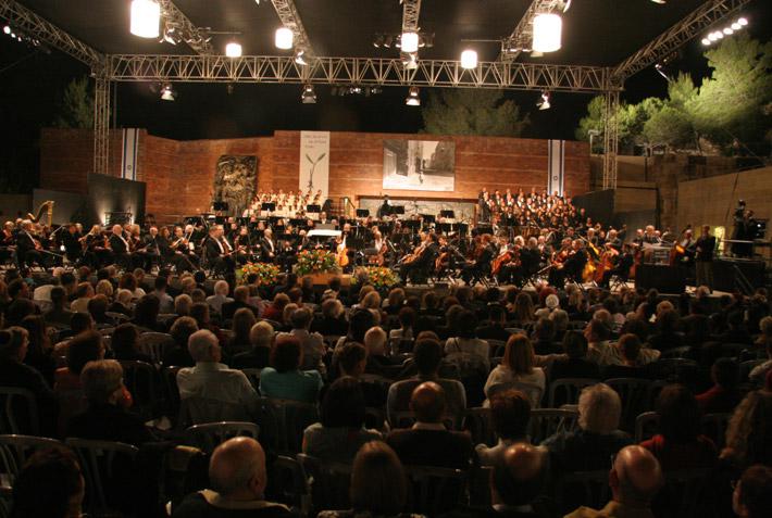 The Israel Philharmonic Orchestra performs in Warsaw Ghetto Square in Yad Vashem