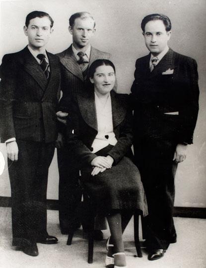 Hillel Rutkowski (right), with Nacha and his two brothers. All perished in the Holocaust