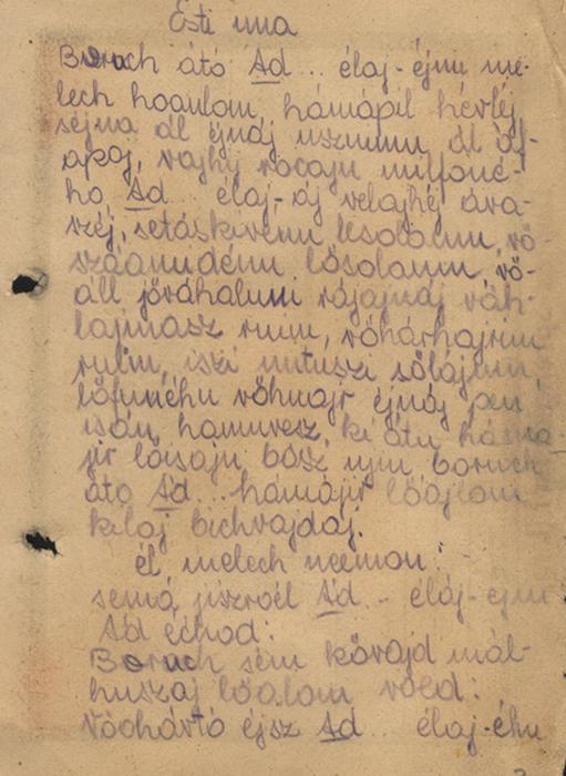 Handwritten transcription of prayers made by Dita Kurschner in Sommerda