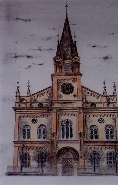 ציור של בית הכנסת בדובריש, צ'כיה