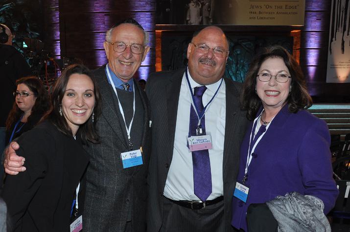 Yad Vashem Legacy Circle Members and Holocaust Survivor Peter Vagi (second from left) and his wife Dr. Arlene Frank (right) at the State opening ceremony with Shaya Ben Yehuda (second from right) and Yad Vashem's U.S. Donor Affairs Liaison Jackie Frankel 