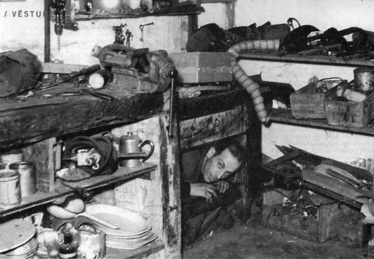 Давид Зивцон «выходит» из убежища в подвал. 1944 год