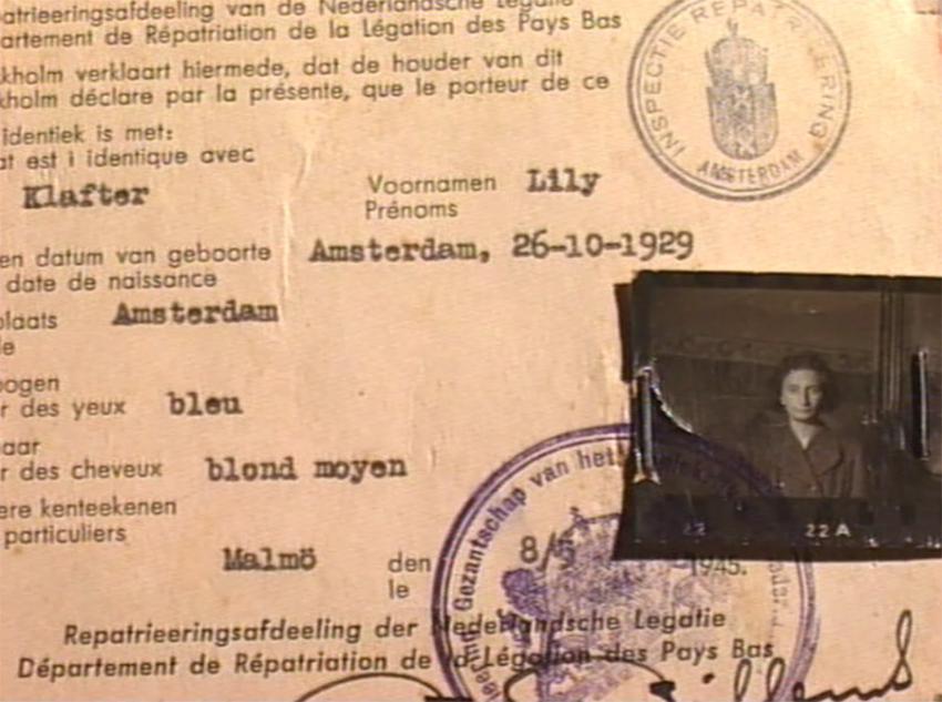 Certificate in the name of Lilly Klafter, issued in Sweden, 1946