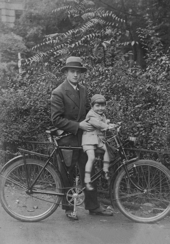 Friedrich Bader and his son George in the park. Köln, Germany, 1930s