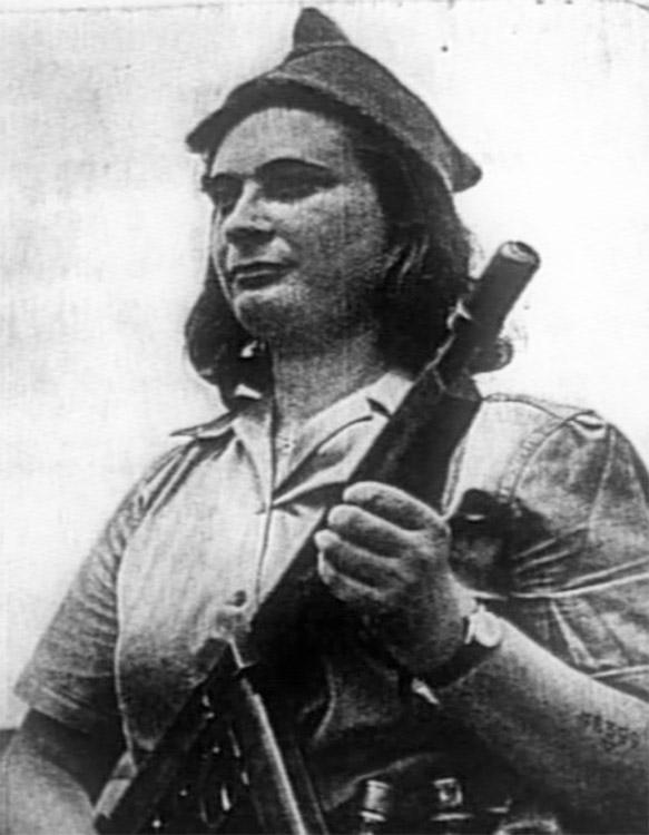 Lilly Klafter in &quot;Haganah&quot; uniform in the Ayanot youth village, 1947