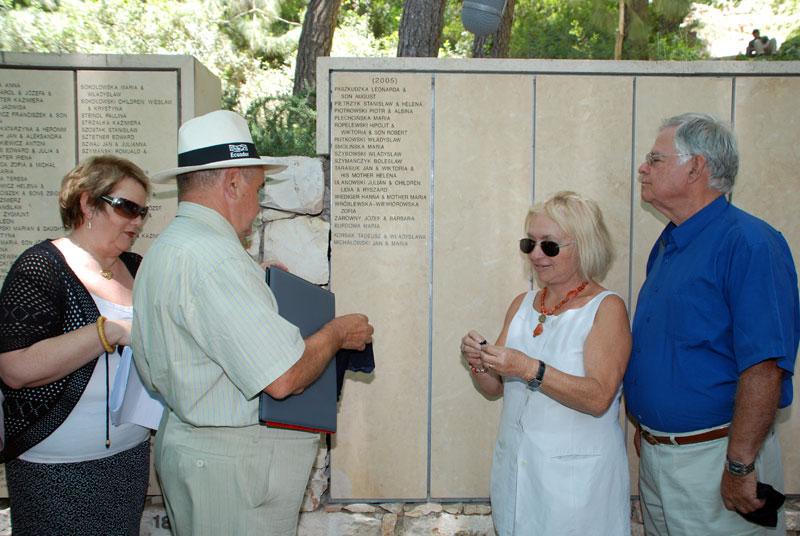 The unveiling of the names of the rescuers on the wall in the Garden of the Righteous