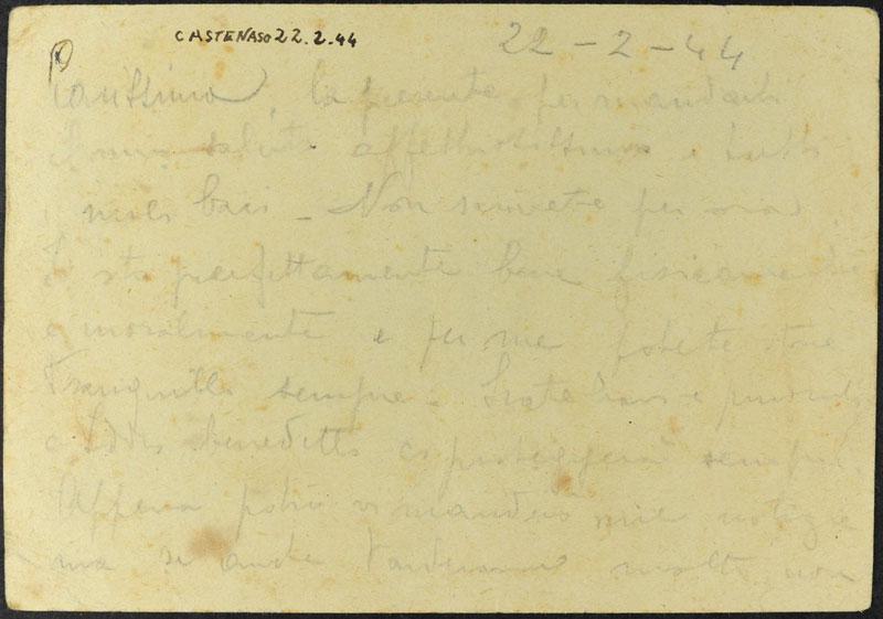 Postal que envió Anna antes de ser deportada de Fossoli di Carpi a Auschwitz
