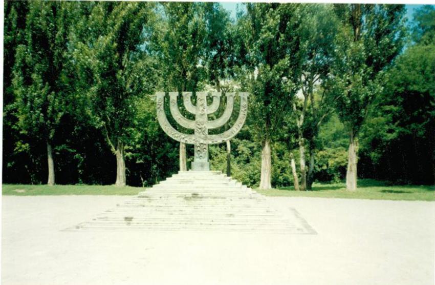 Menorah-shaped monument to the Jews massacred at Babi Yar, opened in 1991