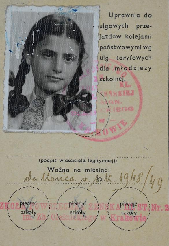 Karolina (Klara) Doromont (Agatstein)'s tram ticket, issued in Krakow in 1948