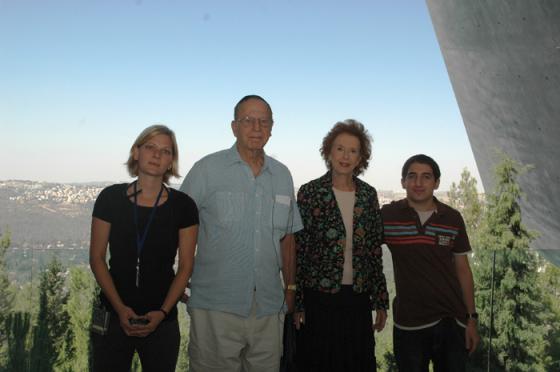 Toby Levin accompanied by her brother Jack and newly found family member Assaf Tal tour the Holocaust History Museum at Yad Vashem