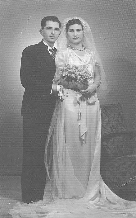 Karolina Daniel y Lazar-Eliezer Kasorla el día de su boda, Salónica, 15 de febrero de 1939