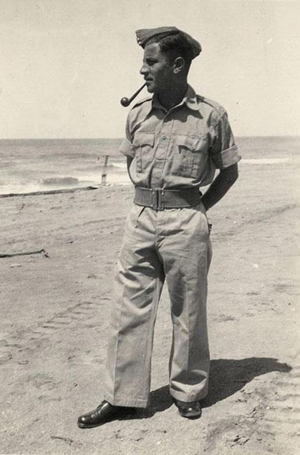 Werner (Avraham) Bruckmann in the uniform of the Jewish Brigade serving in World War II under British command. Avraham was the sole survivor of his immediate family