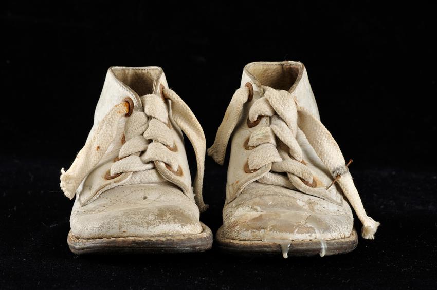 Sophie Libo's shoes with which she dressed her dolls when she was living under an assumed identity during the Holocaust in Vilna.