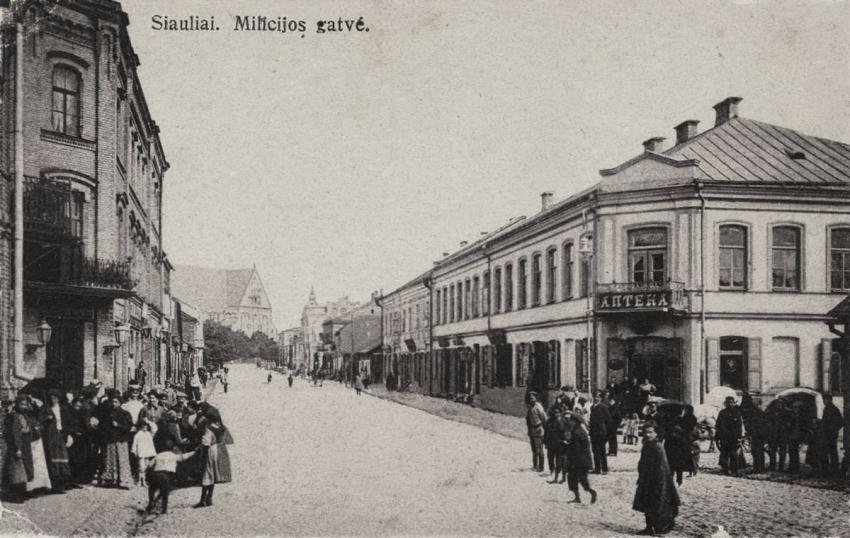 Calle Milicijos en Šiauliai, antes de la guerra