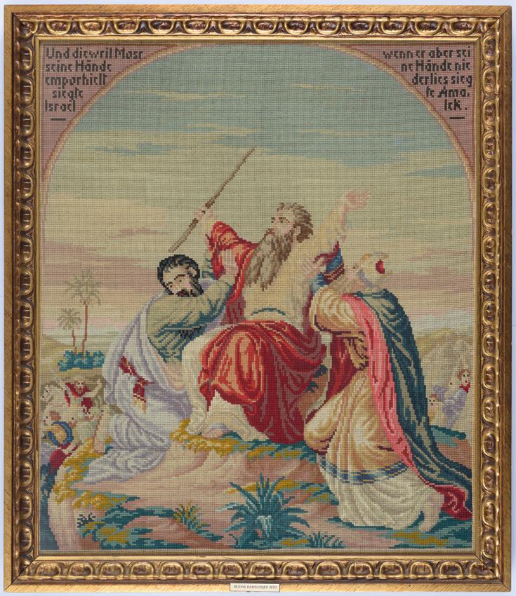 Tapestry depicting Moses in the desert, that was buried in Czestochowa, Poland, and retrieved after the war