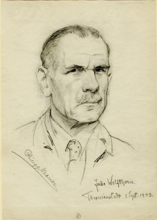 Julie Wolfthorn (1864–1944), Portrait of Philipp Manes (Neuwied, Germany, 1875 - Auschwitz-Birkenau, 1944),Terezin Ghetto, 1943