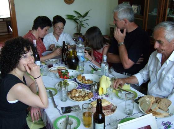 Familie Hoffmann während ihres Besuches bei Familie Dyuk in Uniow