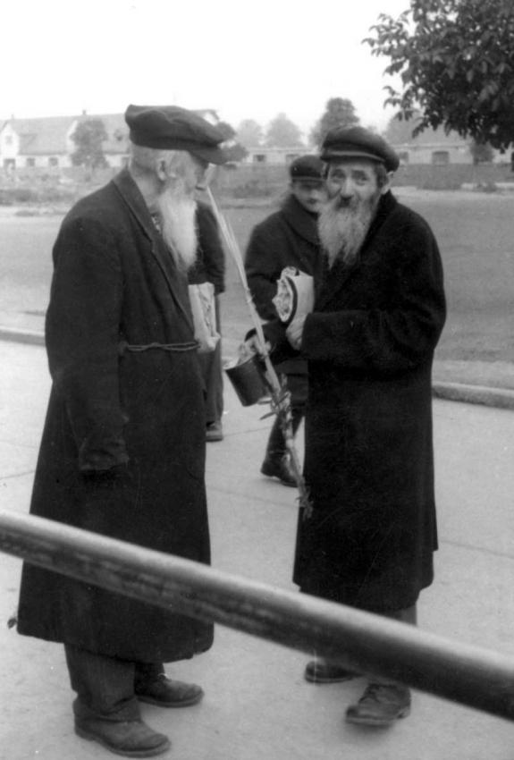 Rabbi Issac Hertzberg and  Rabbi Eisen during Sukkot in the Wetzlar DP camp, Germany