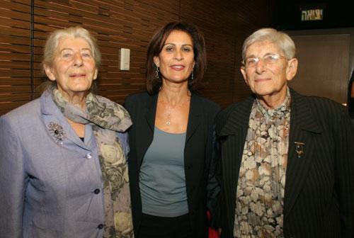 (L to R): Betty Bausch, Michèle Ohayon and Elisheva Orbach, at a special screening at the Jerusalem Cinematheque of Ohayon’s film Steal a Pencil for Me, 2007 Avner Shalev Award winner